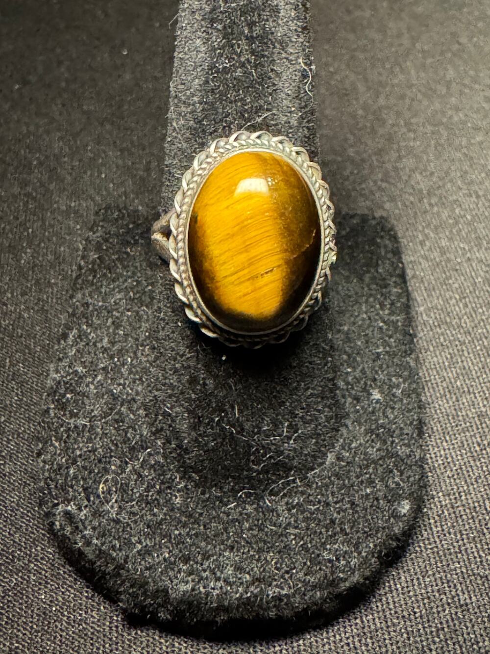 925 Sterling Silver Vintage Tigers Eye Ring Size 6.5